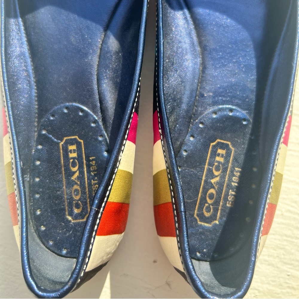 🛑SOLD🛑Vintage Coach Women's Striped Ballet Flats - Multicolor, 7.5 - Picture 3 of 10